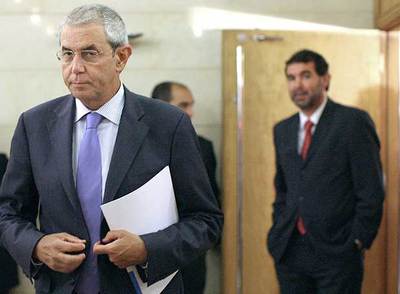 Touriño y Quintana, ayer, a la entrada de la sala del Consello de la Xunta.