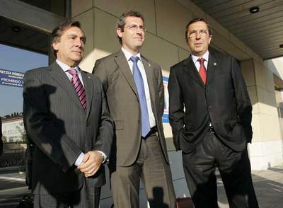 Los diputados generales de Álava (Xabier Agirre), Guipúzcoa (Markel Olano) y Vizcaya (José Luis Bilbao).