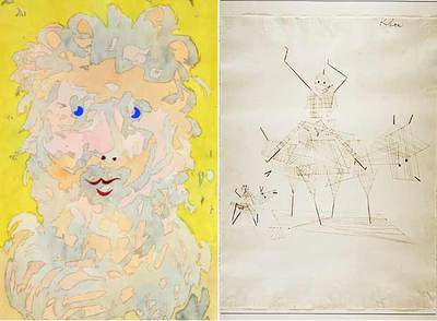 A la izquierda,  León hombre,  y a la derecha,  Jinetes,  de Paul Klee.