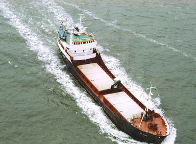 El buque  Opnor,  en el que se han aprehendido 3.700 kilos de cocaína, durante una travesía.