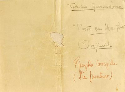 Carpeta con el original de  Poeta en Nueva York  que García Lorca dejó a Bergamín en su despacho.