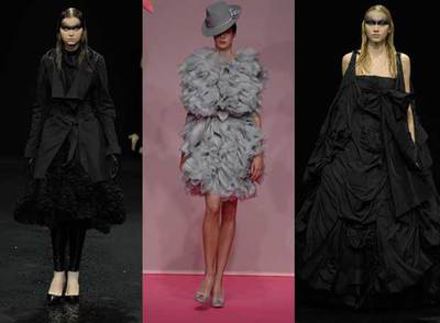 Siluetas del trabajo de José Castro. La primera y la tercera corresponden a El Cuervo (otoño). La segunda, a Noitulove (primavera 2008)