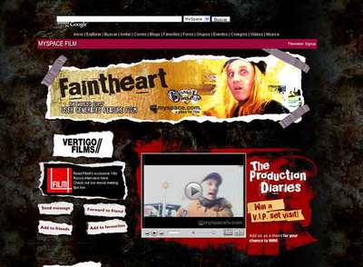 Página de MySpace dedicada a la película  Faintheart. 