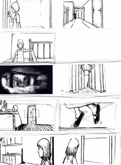 Escenas del  story board  de  El orfanato,  de Juan Antonio Bayona.