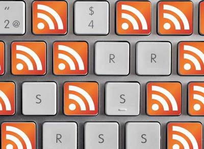 El icono naranja, símbolo de RSS.