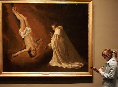  Aparición de san Pedro Apóstol a san Pedro Nolasco,  de Francisco Zurbarán, que puede verse en la exposición  Fábulas de Velázquez.  