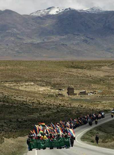 Marcha campesina en Bolivia