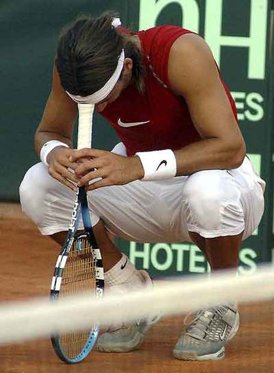 Nadal se lamenta durante un partido.