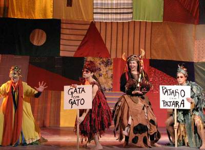 Escena del espectáculo de la compañía Mulambo  Y si yo no fuera un gato .