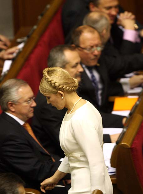 Yulia Tymoshenko, ayer tras pronunciar un discurso en Kiev.