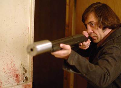 Javier Bardem, como Anton Chigurh en  No es país para viejos. 
