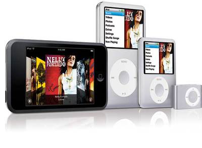 La gama completa de iPod de Apple.