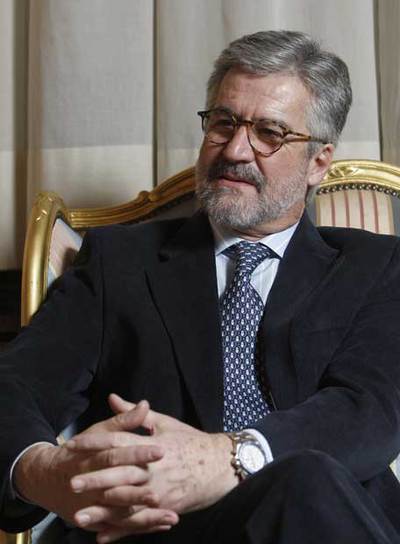 El presidente del Congreso de los Diputados, Manuel Marín, en un momento de la entrevista.