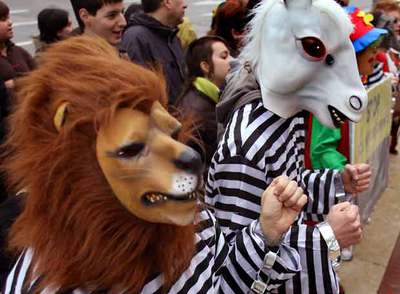 Protesta ante el circo contra la "esclavitud animal"