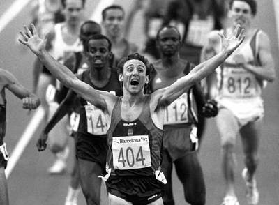 Cacho, en el momento de proclamarse campeón olímpico en Barcelona 92.