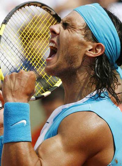 Nadal celebra un punto en la final de Roland Garros.