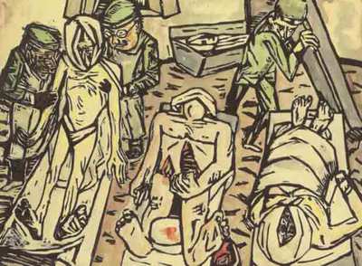  Tanatorio , grabado de Max Beckman (1922).
