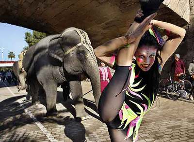 El circo sale de la carpa y recorre el viejo cauce del río Turia