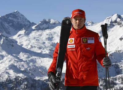 Raikkonen, ayer en la pista de esquí de Madonna di Campiglio.
