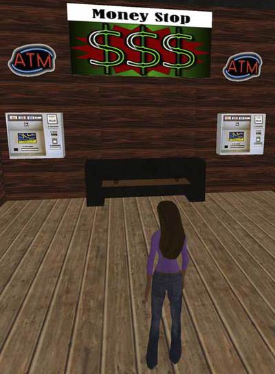 Un banco en Second Life.