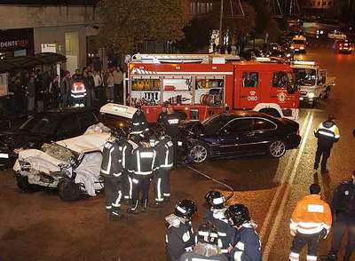 Estado en que quedaron los coches tras el accidente de la madrugada del pasado sábado.