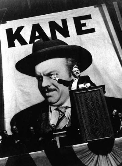 Orson Welles en un fotograma de la película que dirigió y protagonizó,  Ciudadano Kane. 