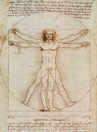 Dibujo del  Hombre de Vitrubio , de Leonardo da Vinci, que se expone estos días en Bruselas.