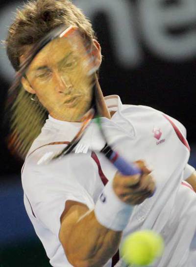 Ferrero, durante su encuentro con Nalbandián.