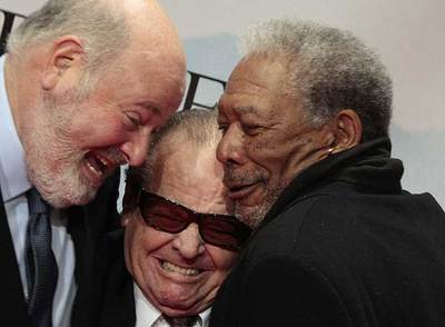 Rob Reiner, Jack Nicholson y Morgan Freeman, poco antes del estreno de  The bucket list. 