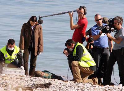 Rodaje de la película  Retorno a Hansala  en las playas de Cádiz.