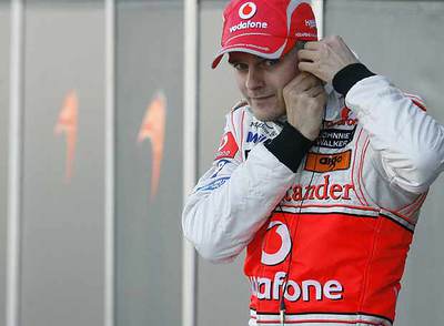 Kovalainen, durante los entrenamientos en Cheste.