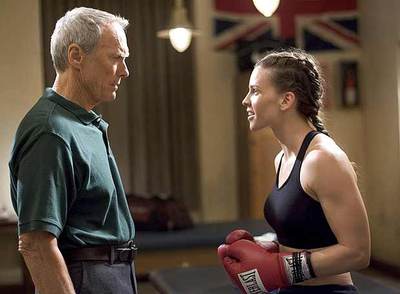 Clint Eastwood y Hilary Swank, en  Million dollar baby. 