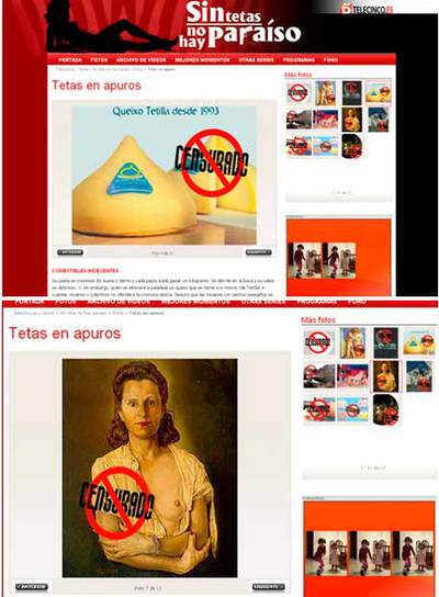 Dos imágenes de la página  web  de Tele 5.