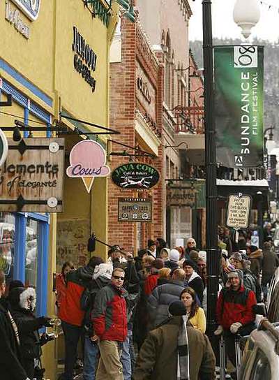 La calle principal de Park City, con carteles del certamen.