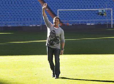 Stallone promociona  John Rambo , ayer, en el Bernabéu.