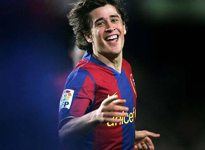 Bojan celebra un gol al Murcia.