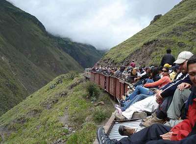 Iosu López ha recorrido la ruta panamericana en todo tipo de transportes, incluido el techo del tren de la Nariz del Diablo, en Ecuador.