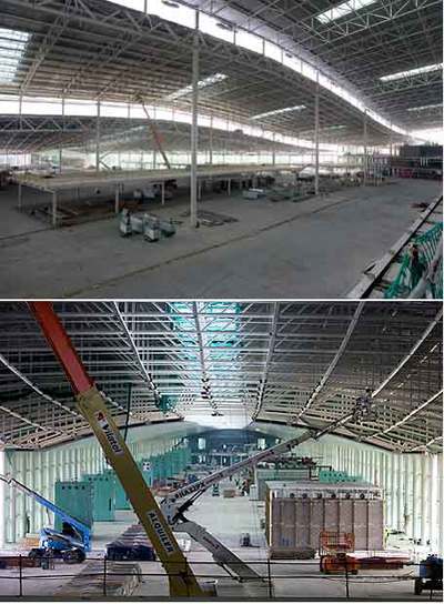 Panorámica de la zona central de la T-Sur, arriba a la izquierda; debajo, el área de  fingers. 