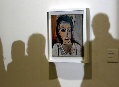  Busto de hombre (estudio para Las señoritas de Avignon, 1907),  obra de Picasso que se expone en el Reina Sofía.