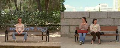 A la izquierda, Sonia Almarcha, y a la derecha, Nuria Mencía y Petra Martínez, en uno de los planos divididos de  La soledad. 