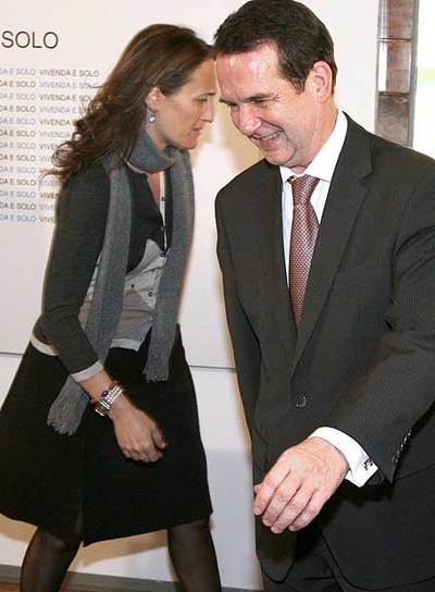 Teresa Táboas y Abel Caballero, ayer en Santiago.