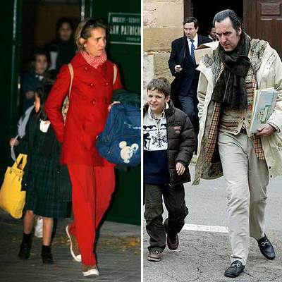 La infanta Elena, con su hija Victoria, y Jaime de Marichalar, acompañado de su hijo Froilán.