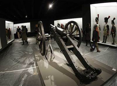 Pieza de artillería francesa exhibida en la exposición del teatro Fernán-Gómez, nueva denominación del Centro Cultural de la Villa.