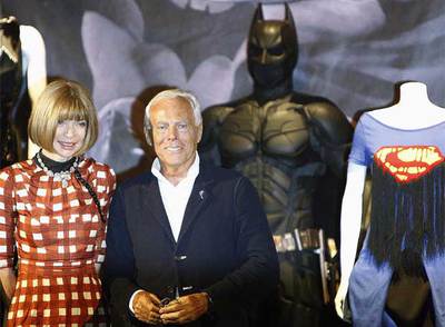 Anna Wintour y Giorgio Armani, el miércoles en la exposición  Superhéroes. 