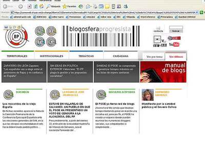 Una página de la  blogosfera progresista. 