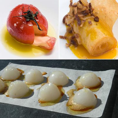  Tomate kinder,   patata puerro  y  ojos de calamar .