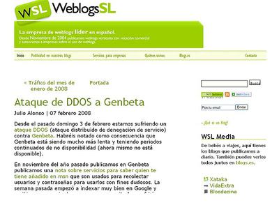 El  blog  de Genbeta atacado.