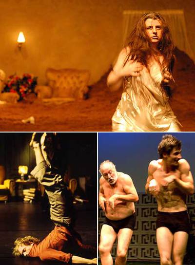 Imágenes de los tres espectáculos sobre la familia de Peeping Tom:  Les sous sol  (arriba),  Le salon  y rnLe jardin  (abajo  la derecha).