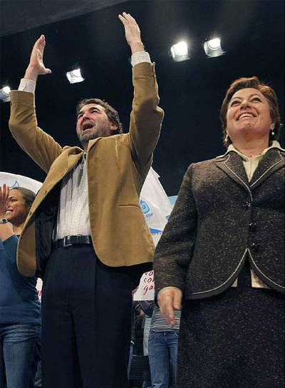 Quintana y Olaia Fernández Davila, anoche en Pontevedra.