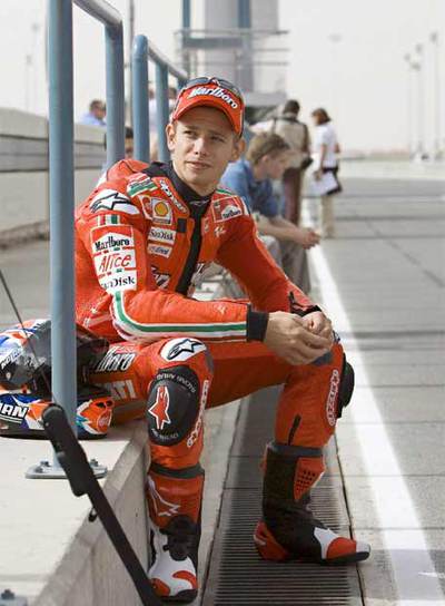 Casey Stoner, en Doha antes de un entrenamiento.